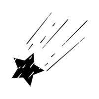 Silhouette of a shooting star with black dotted lines on a white background. Suitable for logos about space objects such as meteoroids, comets, asteroids. illustration vector