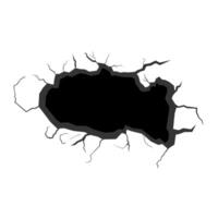 illustration of a damaged wall with black holes and cracks. Earthquake damage resulting from natural disasters. Template for background. vector