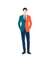 Flat art people and illustration, man with two color executive tuxedo outfit vector