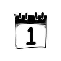 Calendar doodle with the number one in the middle vector