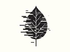 Artistic Black Leaf Silhouette with Digital Noise vector
