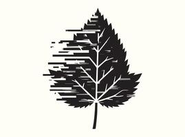 Distorted and Corrupted Black Leaf Silhouette Illustration vector