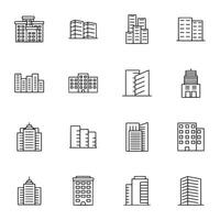 A set of buildings in different shapes and sizes vector
