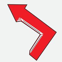 Right arrow up red black line flat style vector