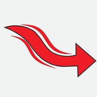 red down arrow icon with black line vector