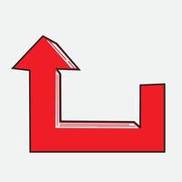 Right Arrow Down red black line flat style vector