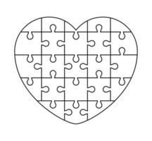 puzzle heart outlined, jigsaw heart frame template, puzzle pieces vector