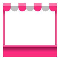 storefront frame with awnings, pink canopy tent, kiosk frame, kiosk shop front frame for banner vector