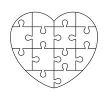 puzzle heart outlined, jigsaw hearts frame template, puzzle pieces vector