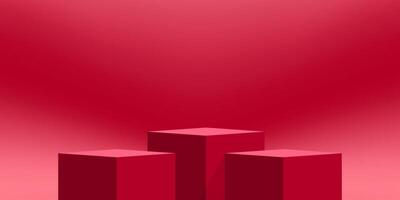 red podium stand, pedestal, product display, podium cosmetic product for display vector