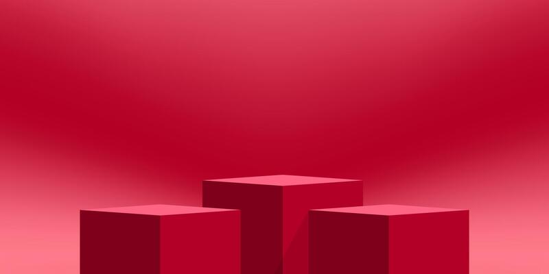 red podium stand, pedestal, product display, podium cosmetic product for display