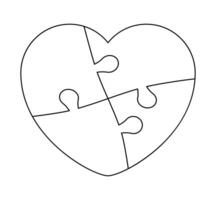icon puzzle heart, jigsaw heart frame template, puzzle pieces vector