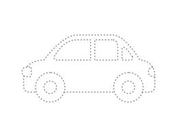 dashed car outline for coloring book template, car illustration for kid worksheet printable vector