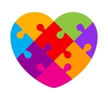 puzzle heart shape colorful, jigsaw heart template, puzzle pieces vector