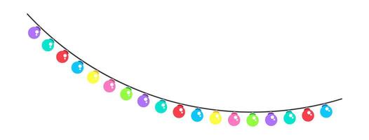 colorful festive string lights, decorative lights, lightbulb hanging flag vector