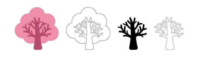 simple tree shape icon, tree silhouette, outlined tree, tree clip art vector