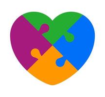 puzzle heart shape colorful, jigsaw game heart template vector