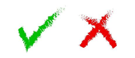 check mark green and red cross symbol vector