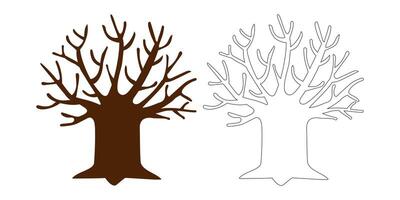 trunk tree and branch shape icon, tree silhouette outlined, branch, tree huge simple symbol vector