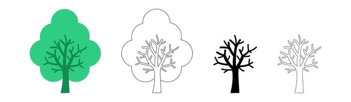 simple tree shape icon, tree silhouette, outline tree symbol vector