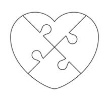 puzzle heart icon, jigsaw heart frame template, puzzle pieces vector