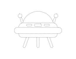 dashed ufo for coloring book template, ufo illustration for kid worksheet printable vector