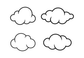 cloud line shape set, graphic clouds outline vector