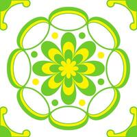 tile pattern, mosaic green flower, motif tile floral for decorative floor tile and wall, seamless pattern tile vector