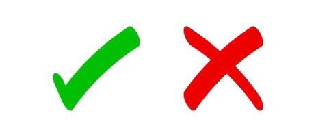 check mark green and red cross symbol graphic vector