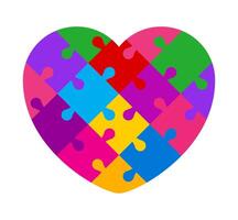 puzzle heart shape, colorful jigsaw game heart template, puzzle pieces vector