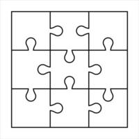 empty puzzle outline, jigsaw game template, puzzle blank vector