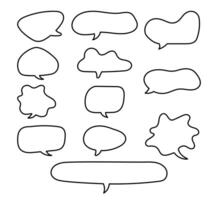 Speech Bubble Line, Speech balloon outline icon, Chat Clouds Dialog, Balloon Chat Hand drawn, Talk Phrases frame cute, Speech Bubble for Comment vector