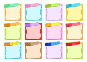 Sticky note paper cute, Paper note sheet for reminder notice, Paper note square for To do list or memo message, Paper with tape and stickers, Notice sticky sheets vector