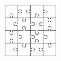 puzzle outline, jigsaw game template, empty puzzle blank vector