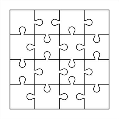 puzzle outline, jigsaw game template, empty puzzle blank