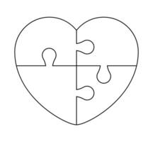 puzzle heart outlined, jigsaw heart frame template vector