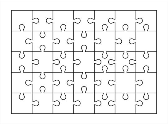 puzzle outline, empty jigsaw game template, puzzle blank