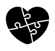 puzzle heart icon, jigsaw heart shape, puzzle pieces vector