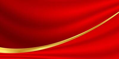 red fabric luxury and gold for background, elegant curtain red golden for banner background vector