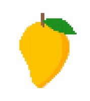 pixel mango fruit, pixilated mango for icon, pixel mango for illustration vector