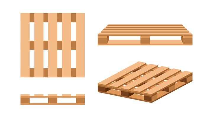 wood pallet, wooden pallet set, shipping pallet for warehouse storage concept