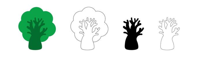 simple tree shape icon, tree silhouette, outlined tree vector