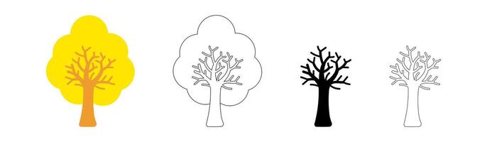 simple tree shape icon, tree silhouette, outlined tree symbol vector
