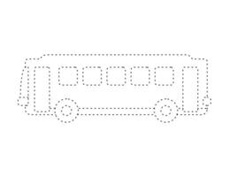 dashed bus outline for coloring book template, bus illustration for kid worksheet printable vector