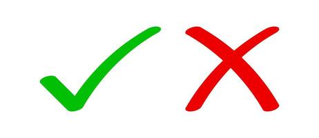 check mark green and red cross, confirm or deny icon, check mark and cross sign vector