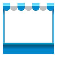 storefront frame with awnings, blue canopy tent, kiosk frame, kiosk shop front frame for banner vector