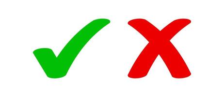 check mark green and red cross, confirm or deny vector