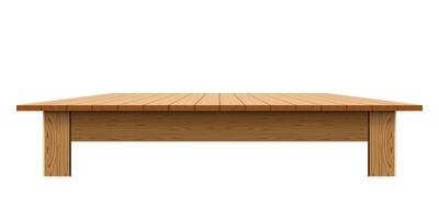 wood table, tabletop, bench, plank board, wooden top table in front view vector