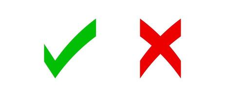 check mark green and red cross for icon vector