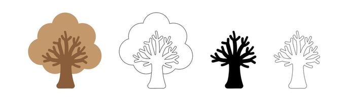 simple tree shape, tree silhouette, outlined tree, tree icon vector
